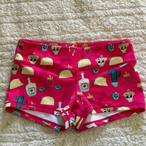 WodBottom Tacos & Tequila Print CrossFit Athletic Lifting Shortie Shorts Size M